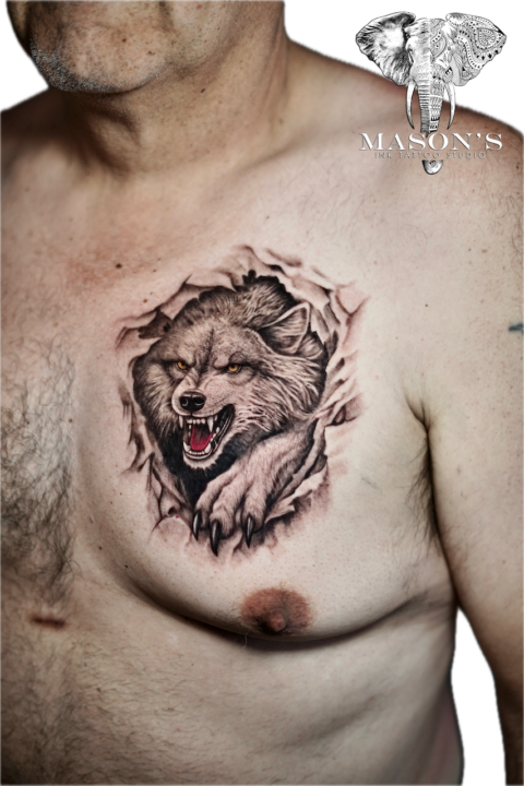 Realism Wolf Tattoo Design