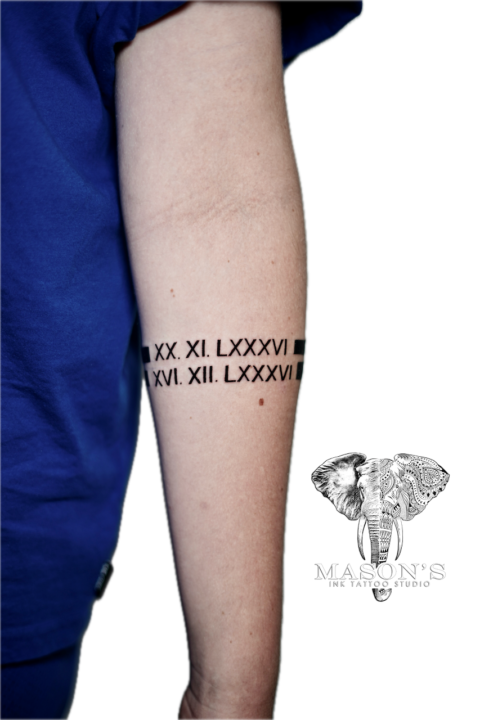 Roman Numeral Script Tattoo Design