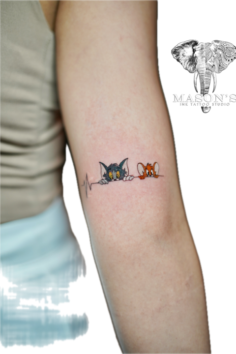 Tom and Jerry Color Tattoo Design