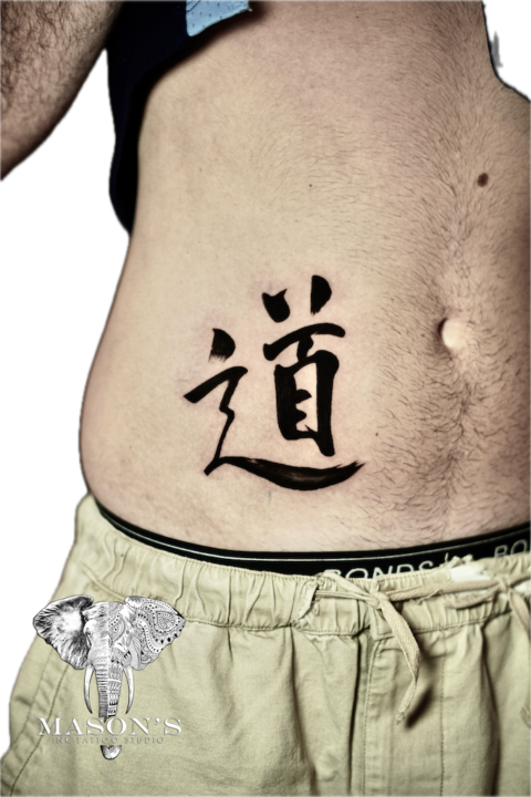 Blackwork Japanese Script Tattoo Design