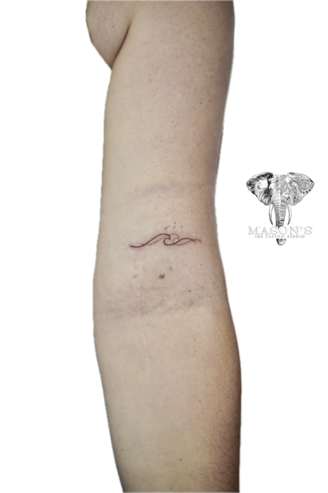 Fine Line Wave Tattoo Design