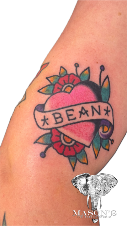 Traditional Heart Banner Tattoo Design